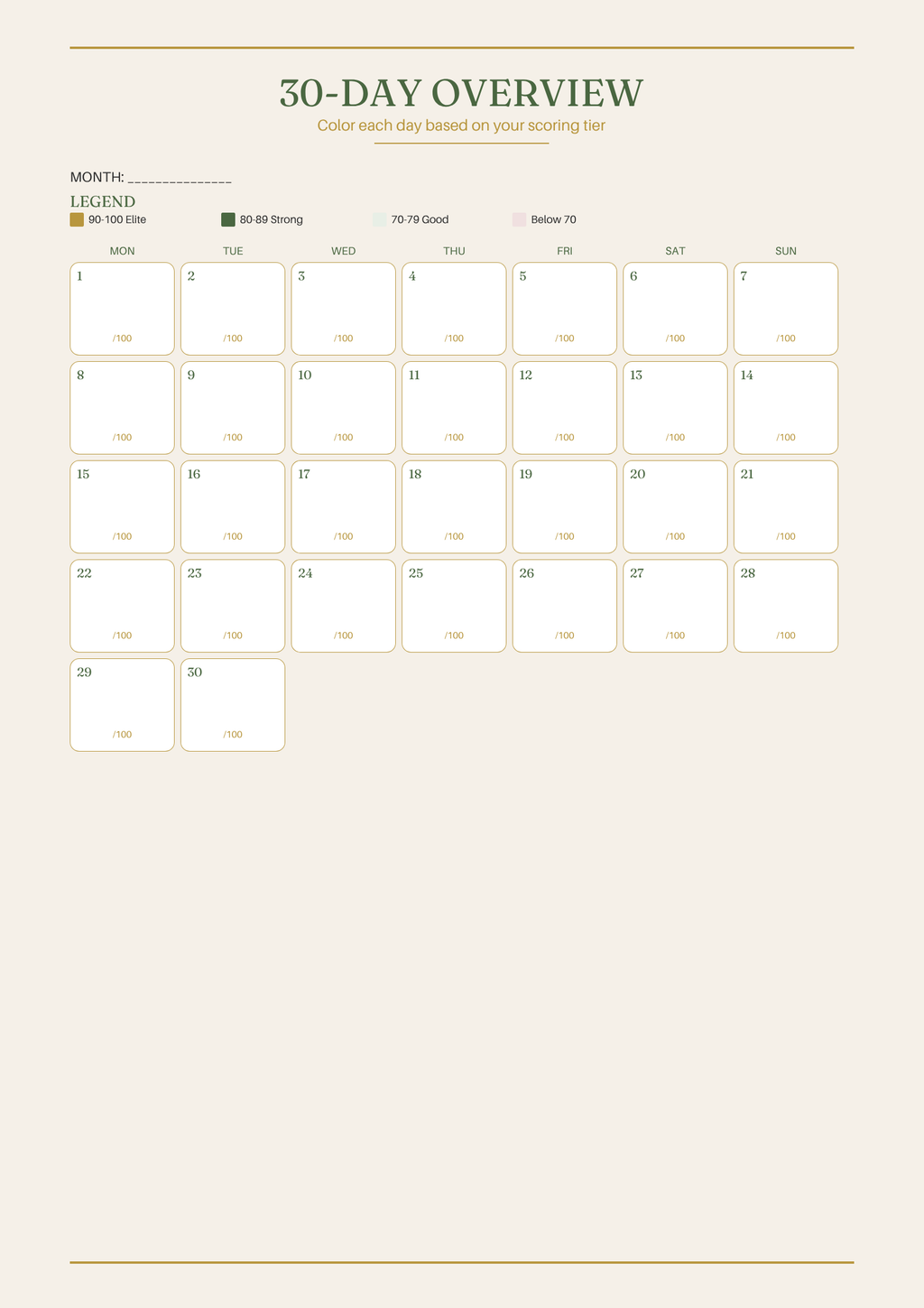 Daily Longevity Scoreboard — Fillable Habit Tracker