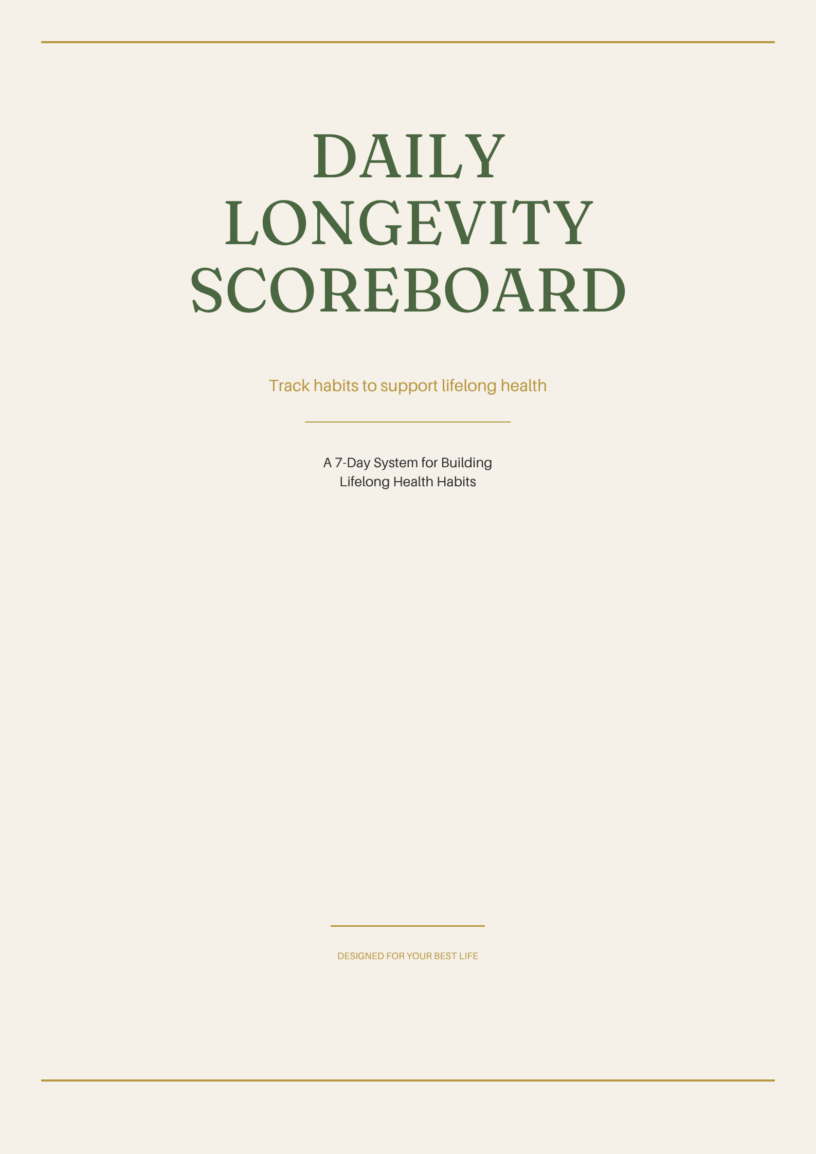 Daily Longevity Scoreboard — Fillable Habit Tracker