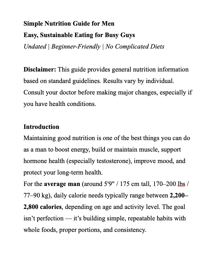 Simple Nutrition Guide for Men
